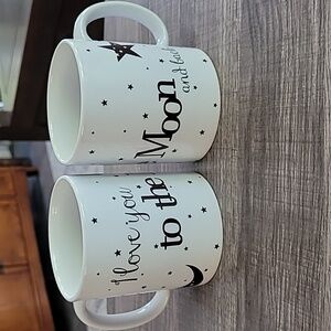 White Ceramic Mug Set - 'I Love You to the Moon and Back'
